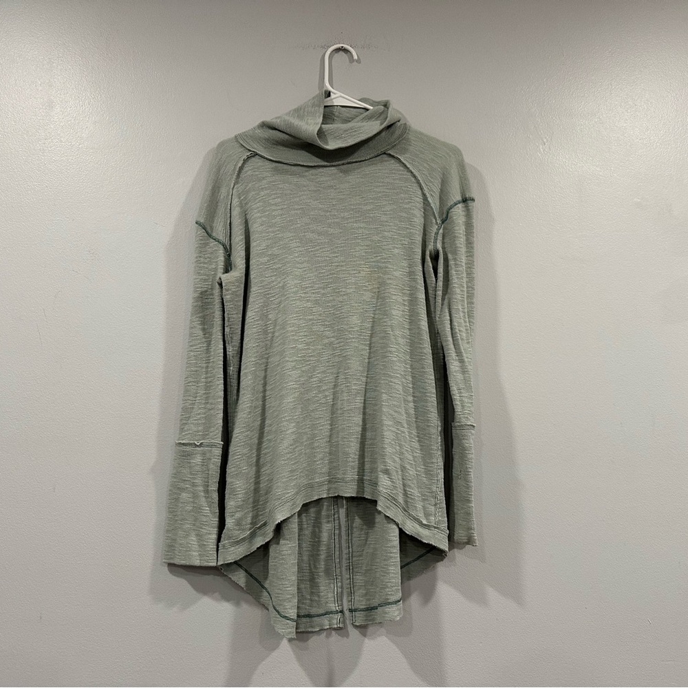 Free People We the Free Split Back Turtleneck Light Green Medium M